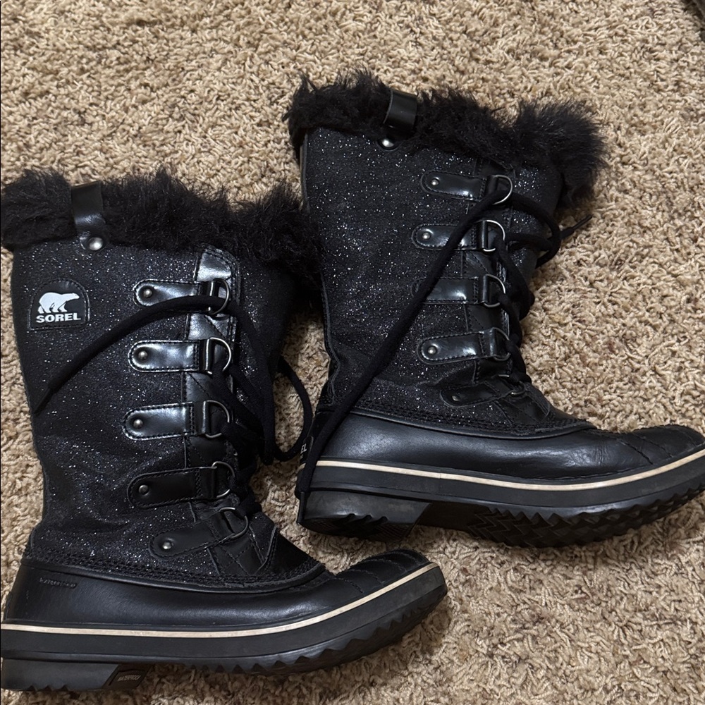 Sorel Joan of Artic - Black Glitter Winter Boots